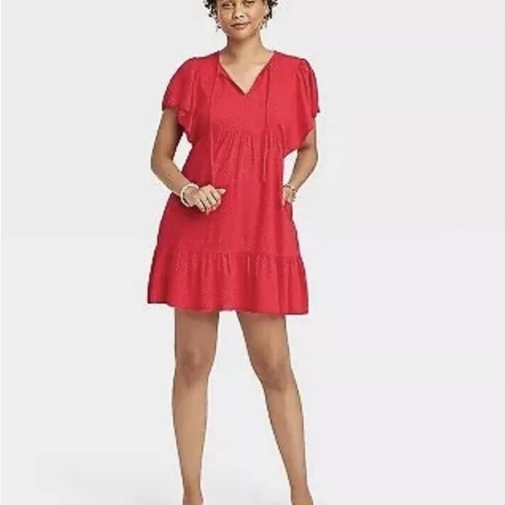 Knox Rose Vibrant Red Ruffle‎ Dress
